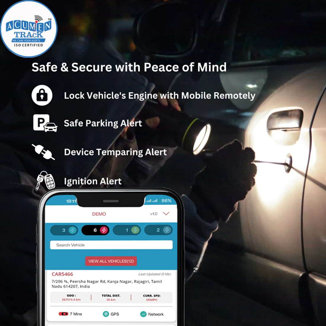 Acumen OBD Tracker - Hidden -GPS Tracker Device for Car with Voice Monitoring, (Made in India) (1 Year Android & iOS Subscription) - Image 8