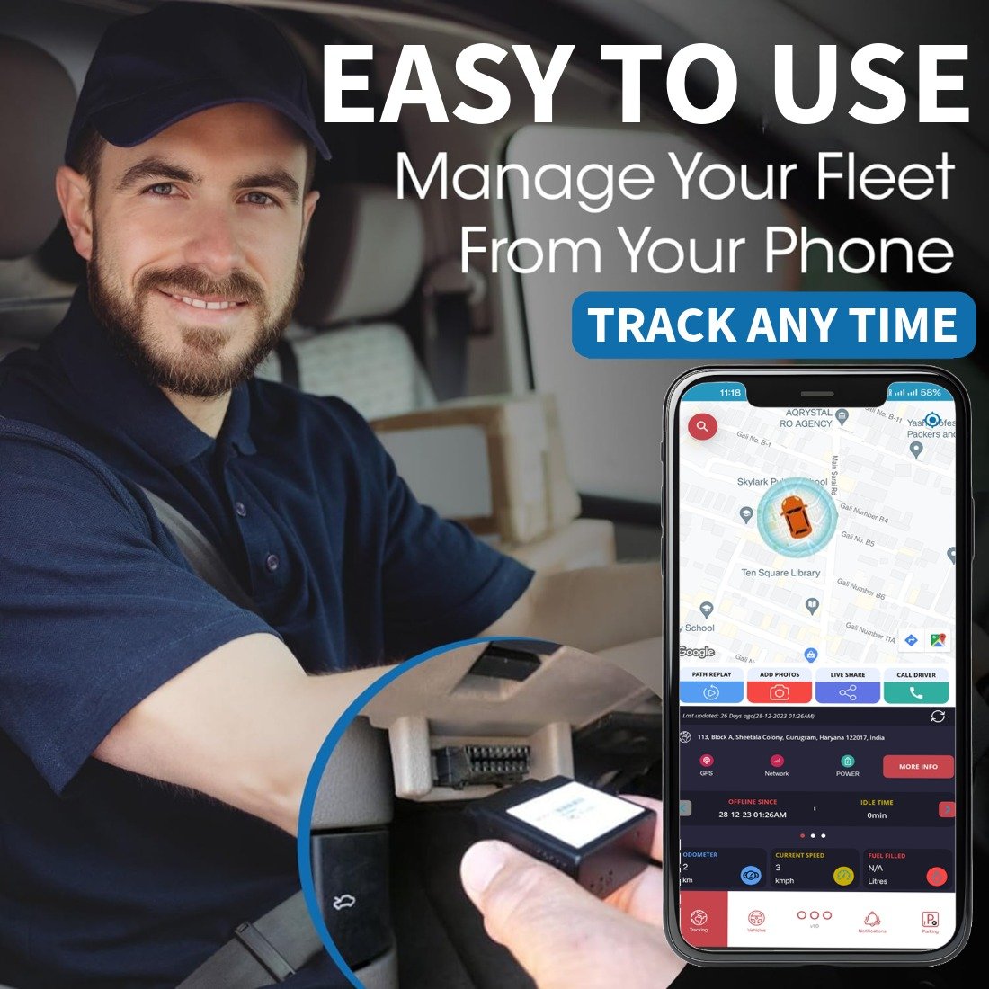 Acumen OBD Tracker - Hidden -GPS Tracker Device for Car with Voice Monitoring, (Made in India) (1 Year Android & iOS Subscription) - Image 6