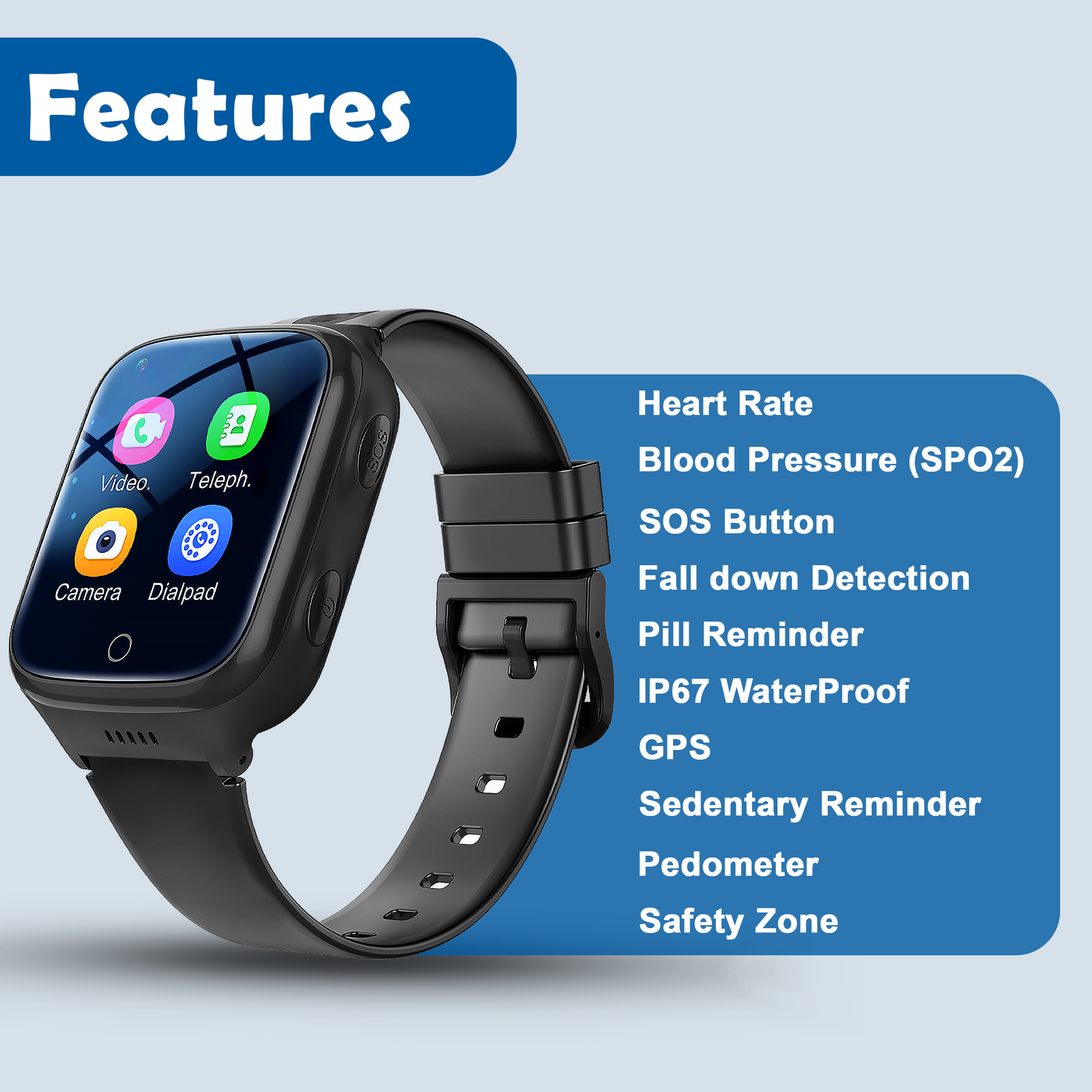 Acumen A1 4g Smart Watch with 1.44’’IPS Display|Advance GPS with Pedometer,Calories & Sleep Monitoring|Heart Rate,Body Tempture|SOS,Phone,Camera,Upto 4 Day Battery| Magnet Charging Port| - Image 2