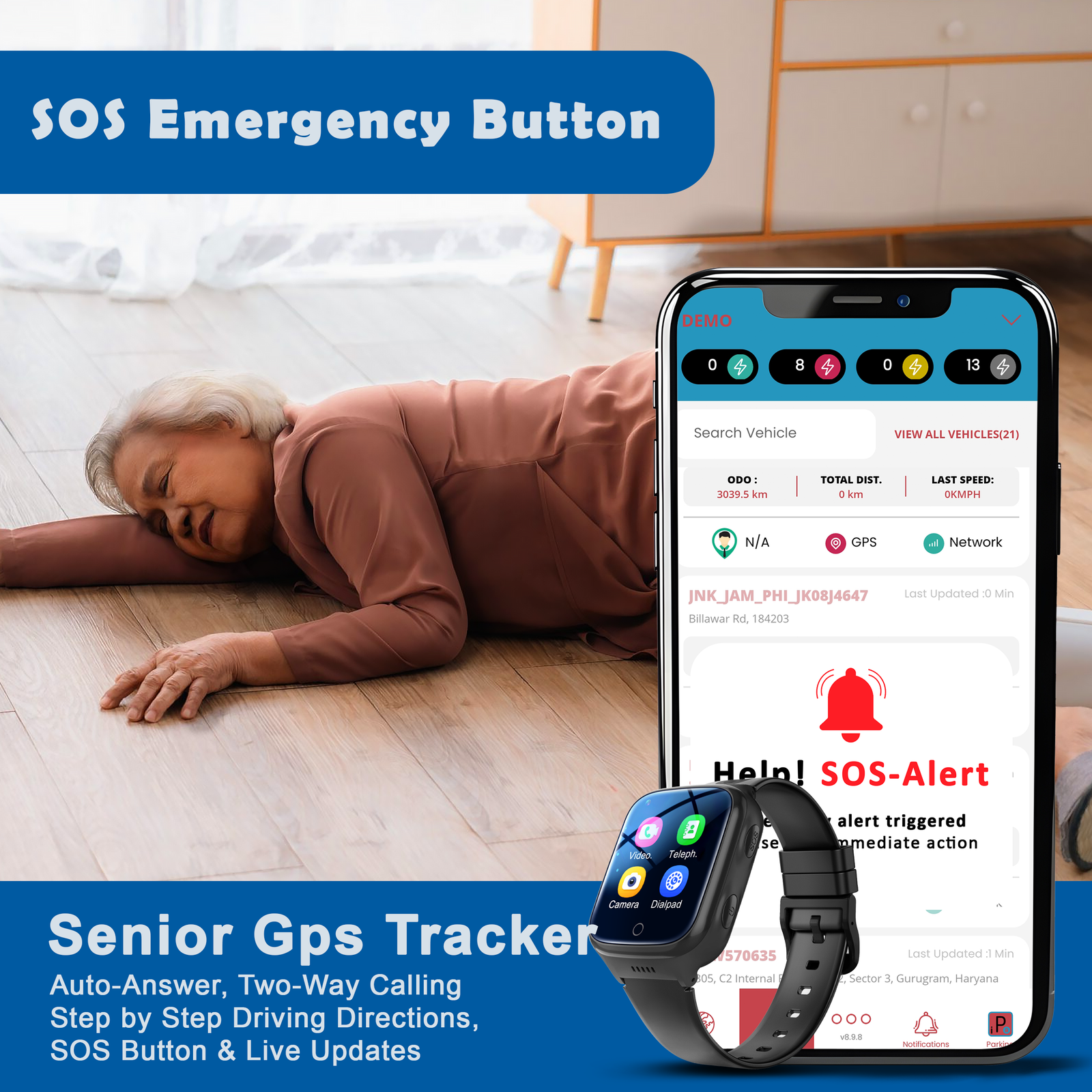 Acumen A1 4g Smart Watch with 1.44’’IPS Display|Advance GPS with Pedometer,Calories & Sleep Monitoring|Heart Rate,Body Tempture|SOS,Phone,Camera,Upto 4 Day Battery| Magnet Charging Port| - Image 4