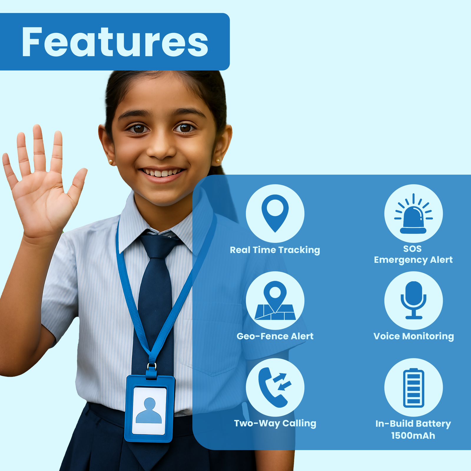 Acumen Track ID Card GPS Tracker for Kids, Students, Seniors & Field Staff | Wireless Live Location Tracking Device with 2-Way Calling, SOS Button, Alerts & 1-Year Premium App Subscription - Image 2