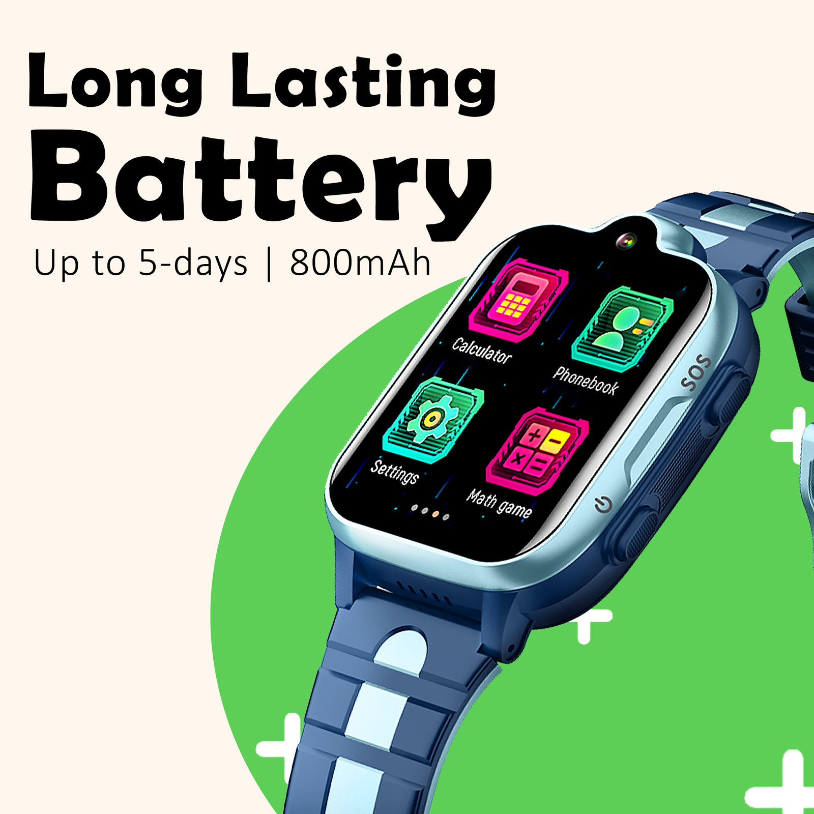 Acumen 4G A2 Phone Watch for Kids,1.44’’IPS Touch Screen|GPS Tracker Smart Watch with Water Proof IP 67 |Video & Phone Call|Camera,SOS,Games, with GPS Tracking| with Magnet Charger| Kids Monitoring (Blue) - Image 6