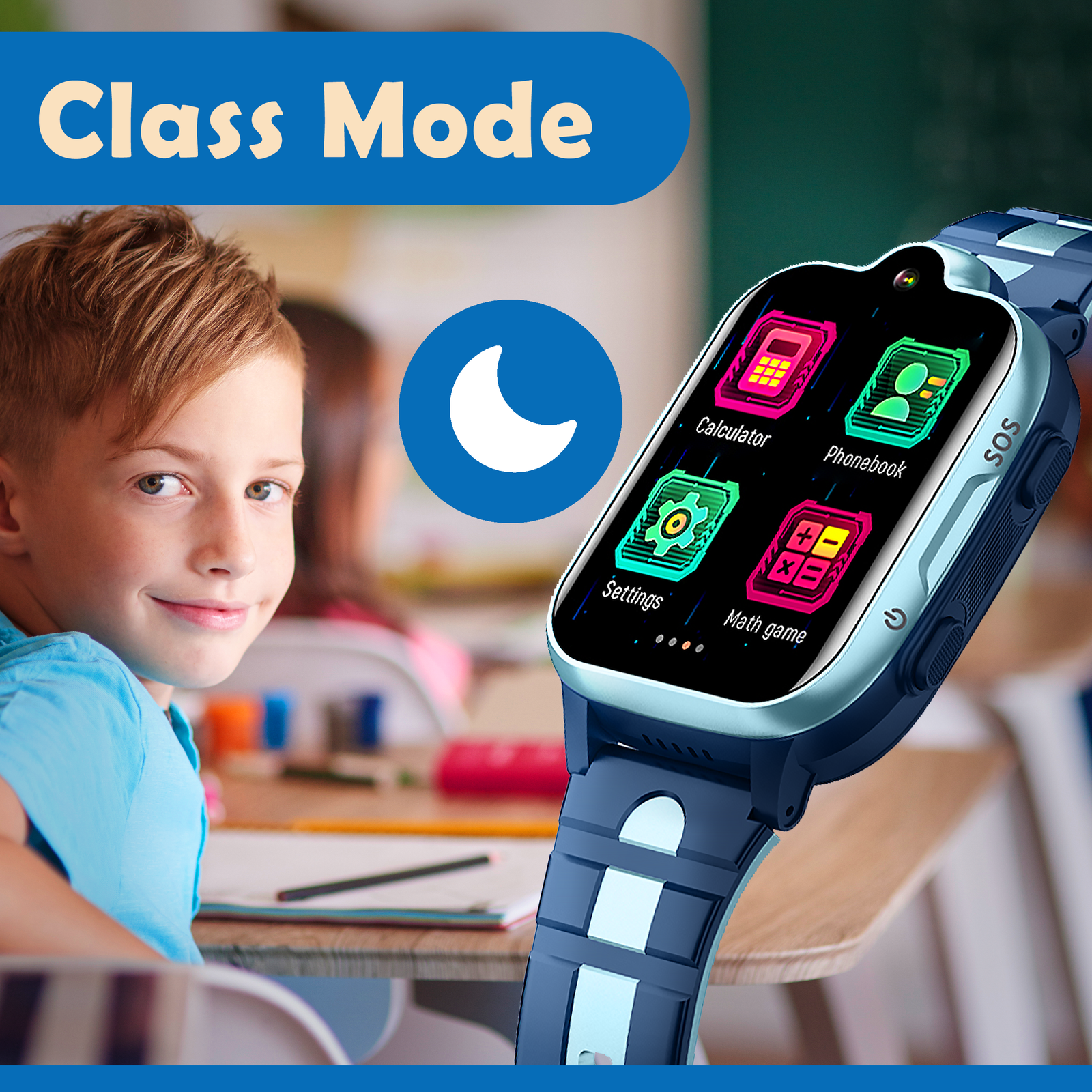 Acumen 4G A2 Phone Watch for Kids,1.44’’IPS Touch Screen|GPS Tracker Smart Watch with Water Proof IP 67 |Video & Phone Call|Camera,SOS,Games, with GPS Tracking| with Magnet Charger| Kids Monitoring (Blue) - Image 7