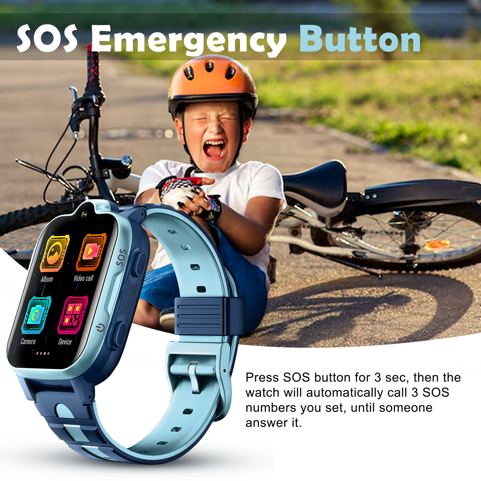 Acumen 4G A2 Phone Watch for Kids,1.44’’IPS Touch Screen|GPS Tracker Smart Watch with Water Proof IP 67 |Video & Phone Call|Camera,SOS,Games, with GPS Tracking| with Magnet Charger| Kids Monitoring (Blue) - Image 5