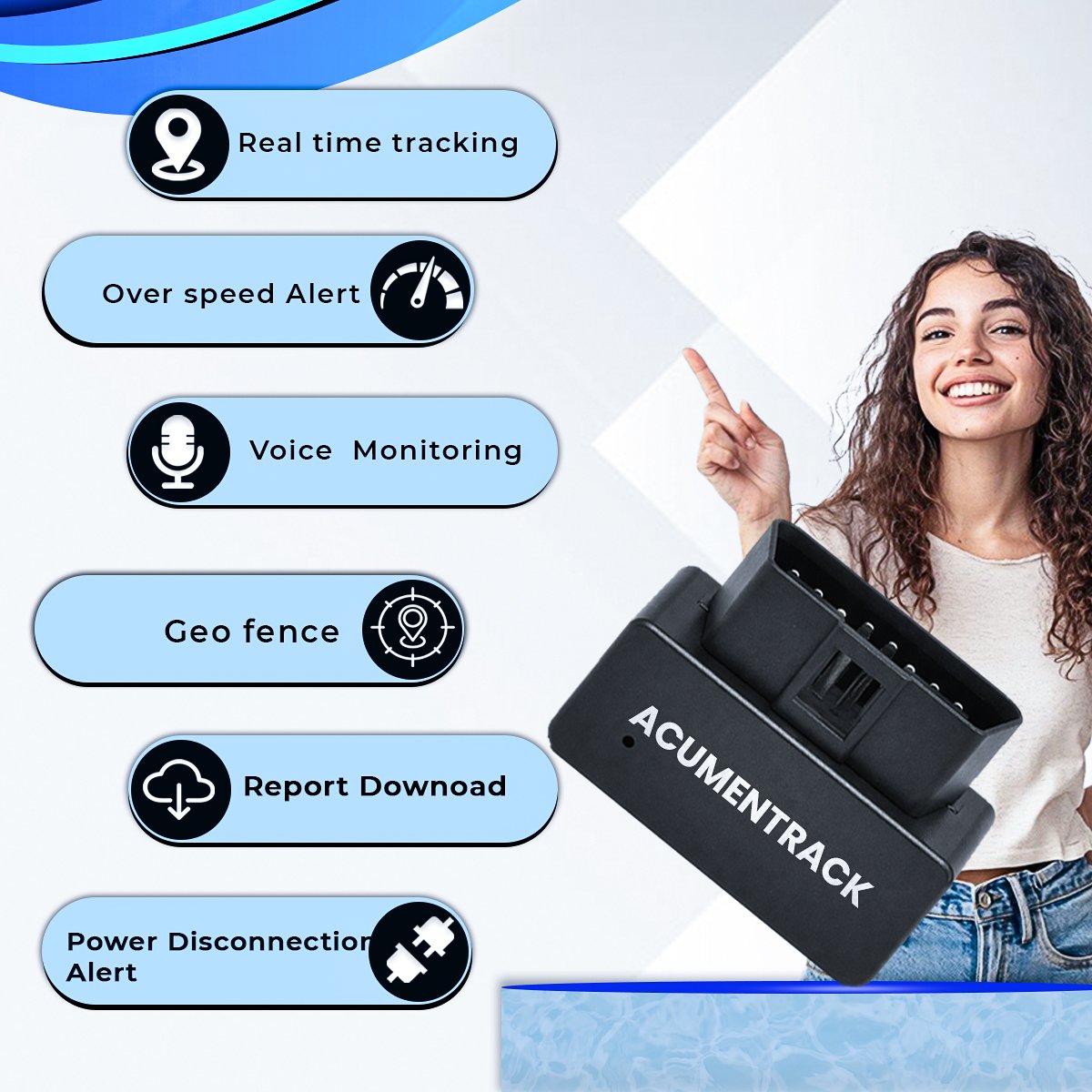Acumen Track OBD GPS Tracker – Wireless Real-Time Tracker for Car, Voice Monitoring, Geo-Fencing, Easy Plug-in | iOS & Android App, 1-Year Warranty, Car Tracker - Image 2