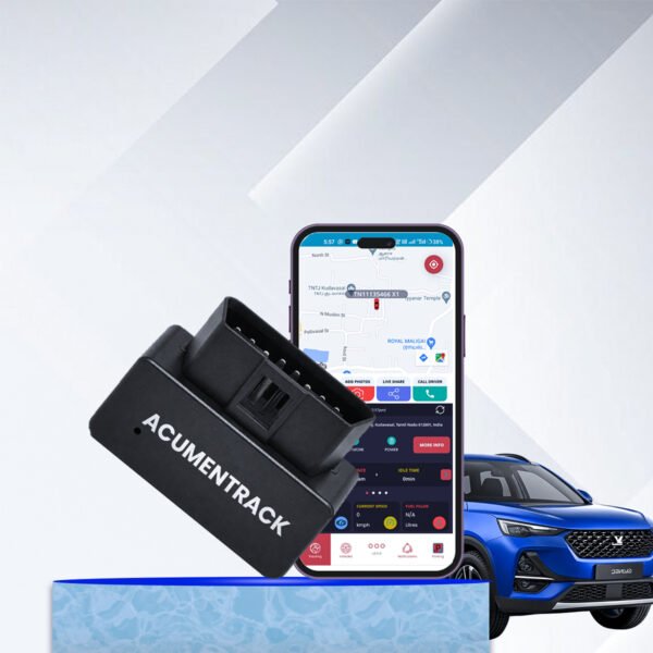 Acumen Track OBD GPS Tracker – Wireless Real-Time Tracker for Car, Voice Monitoring, Geo-Fencing, Easy Plug-in | iOS & Android App, 1-Year Warranty, Car Tracker
