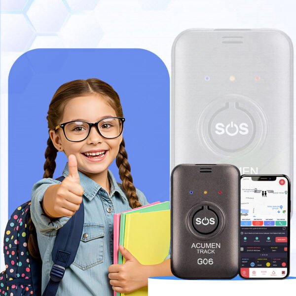 Acumen Track GF-06 Mini Wireless GPS Tracker for Kids, Car & Bike | Real-Time Tracking, Voice Monitoring, SOS Button, Geo-Fence, 850 mAh Battery | iOS & Android App, 1-Year Warranty