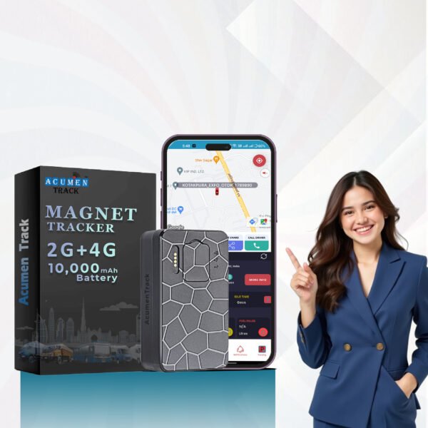 Acumen Track A50L Smart 4G Plus 2G GPS Tracker | Magnetic Wireless Tracking Device for Car, Kids, Bike & Assets | 10000 Mah with One Year Full Subscription & Sim Data