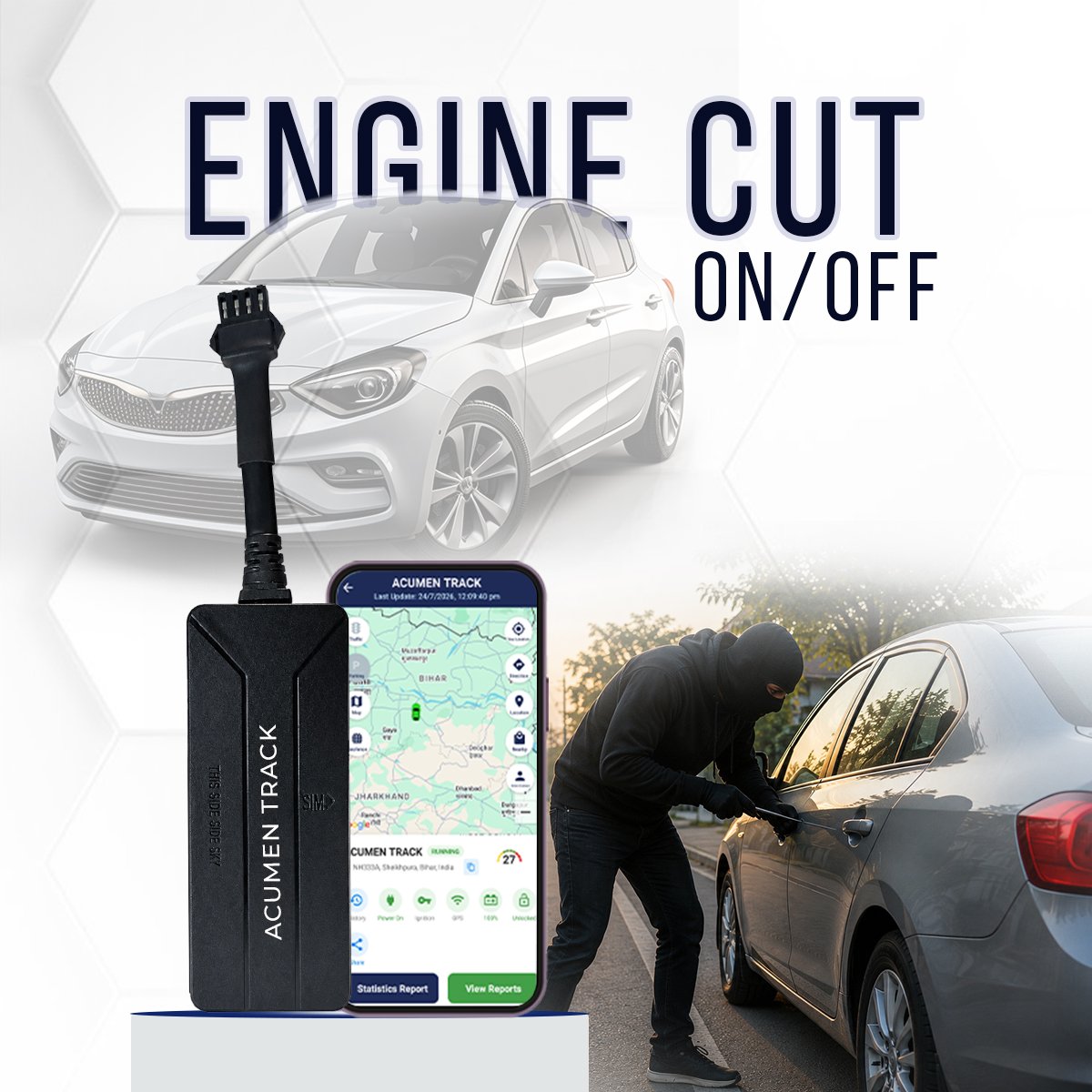 Acumen Track UC 3000 (Remote Engine Lock) - Wired Hidden GPS Tracker with Real-Time Location Tracking,15+ Advanced Features for Car, Bike, Truck, and Bus – 1 Year Free Premium App Subscription - Image 5