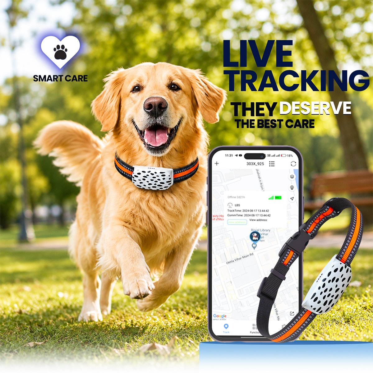 Acumen Track Pet Tracker Wireless GPS Tracker for Dog with Voice Monitoring, GeoFence, Inbuilt Battery 800 Mah Mini GPS Device with one Year Replacement Warranty, Water Resistance GPS Tracker - Image 3