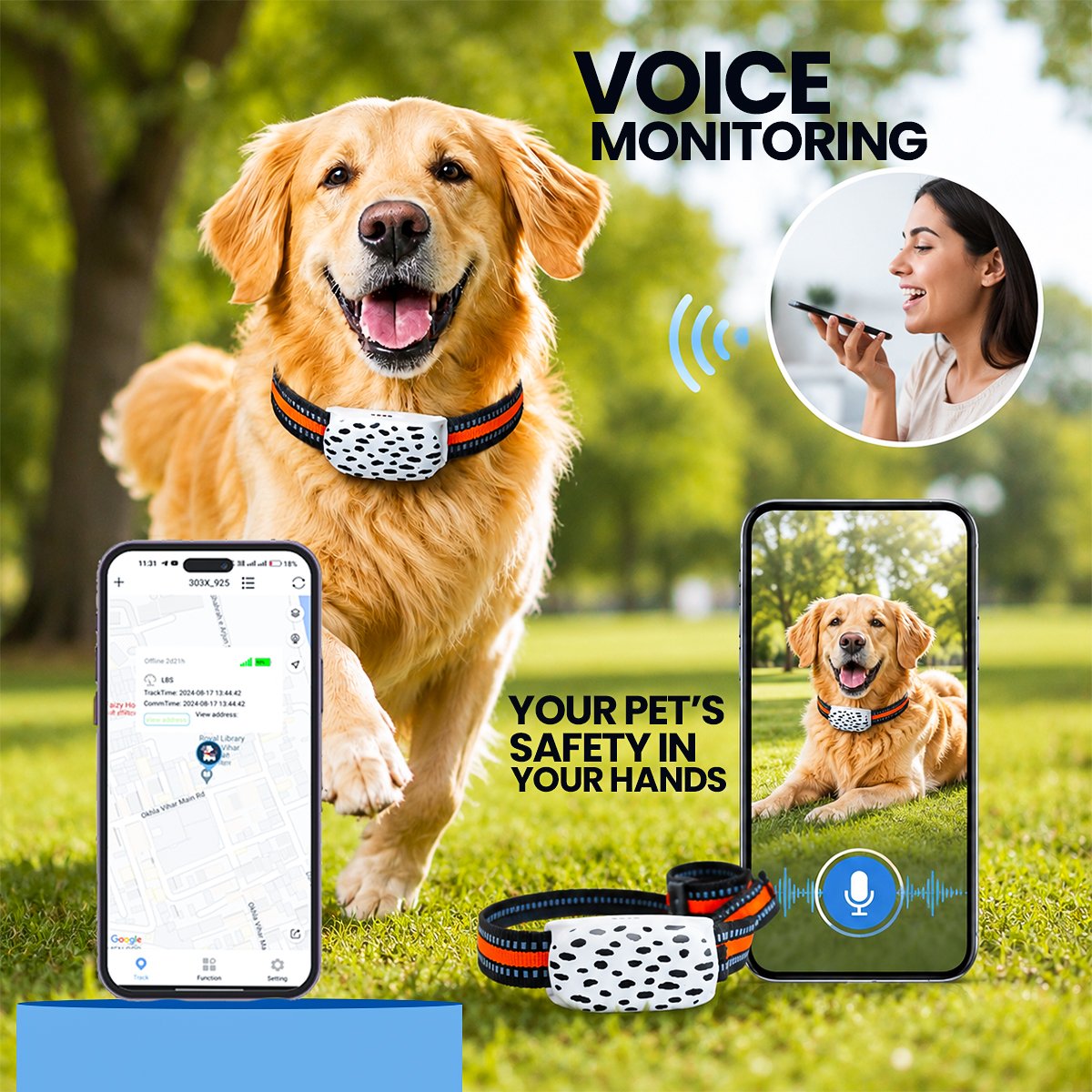 Acumen Track Pet Tracker Wireless GPS Tracker for Dog with Voice Monitoring, GeoFence, Inbuilt Battery 800 Mah Mini GPS Device with one Year Replacement Warranty, Water Resistance GPS Tracker - Image 7