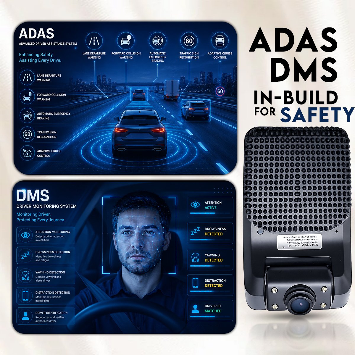 Acumen Track S4 CAT-4 Dashcam, Black, 1080p Full HD, ADAS+DMS, GPS Tracking, 2+2 Channel, 170° Wide Angle, Loop Recording, SOS Alert - Image 5