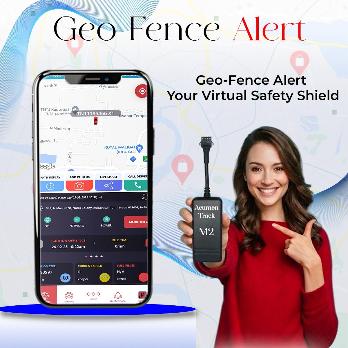 Acumen Track 4g Lite (300 Mah Battery, Engine Cut Off) Wired Hidden AI Smart GPS Tracker for Car, Bike,Truck Bus etc Location Tracking, Geo Fence with Next- Gen APP 1 Year GPS Device - Image 2