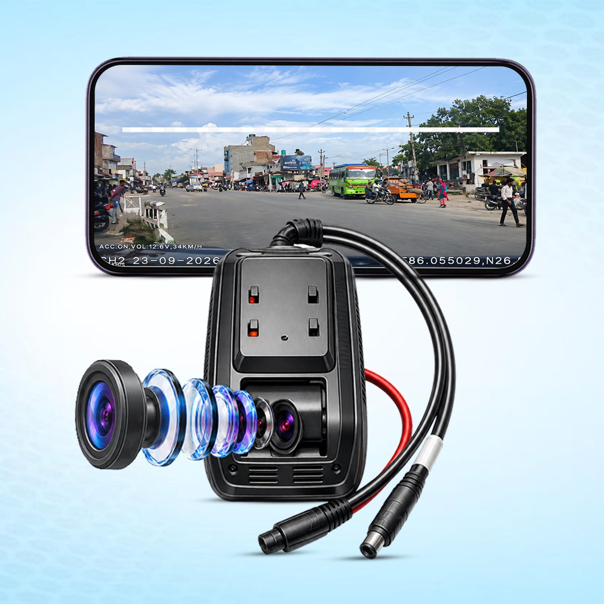 Acumen Track S3 CAT-4 4G GPS Dashcam for Car | 3 Channel Camera, Live Video Monitoring, Real-Time Tracking, SOS Alerts & Two-Way Intercom