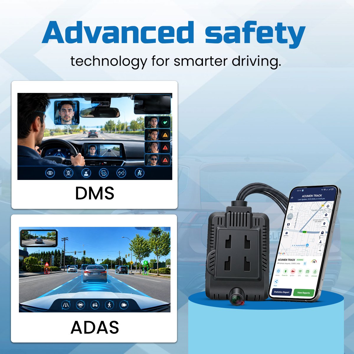 Acumen Track T4 CAT-4 4 Channel GPS Dashcam for Car | Real-Time GPS Tracking, Live Video Monitoring, Two-Way Intercom, SOS Alerts, ADAS & DMS, G-Sensor, Loop Recording - Image 4